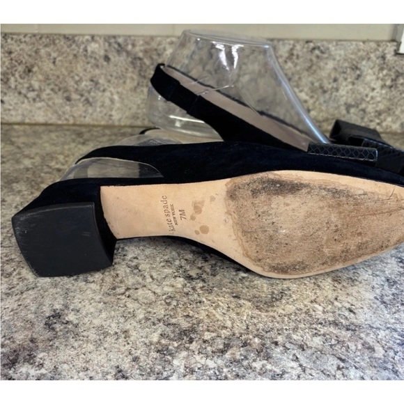 Kate Spade Black Slingback Heels with Bow - Picture 4 of 9